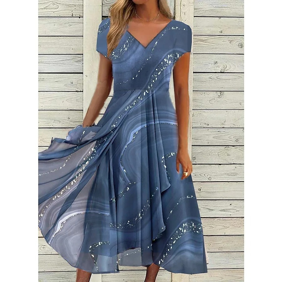 Blush & Bay™ | Flowing V-Neck Midi Dress