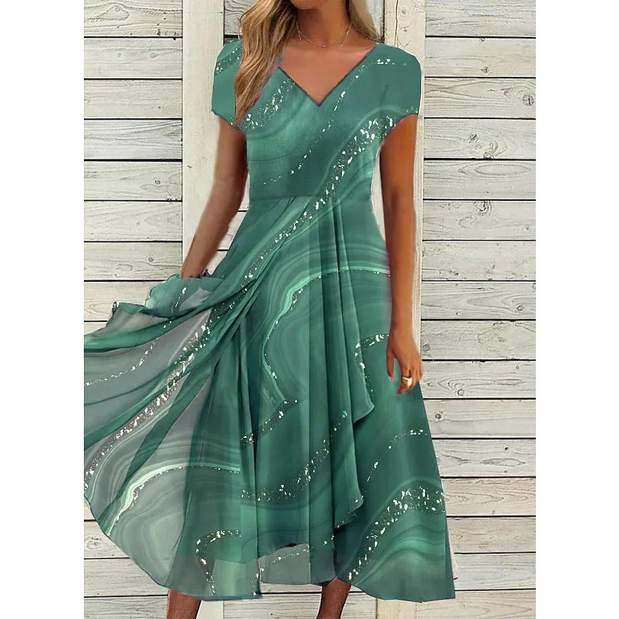 Blush & Bay™ | Flowing V-Neck Midi Dress