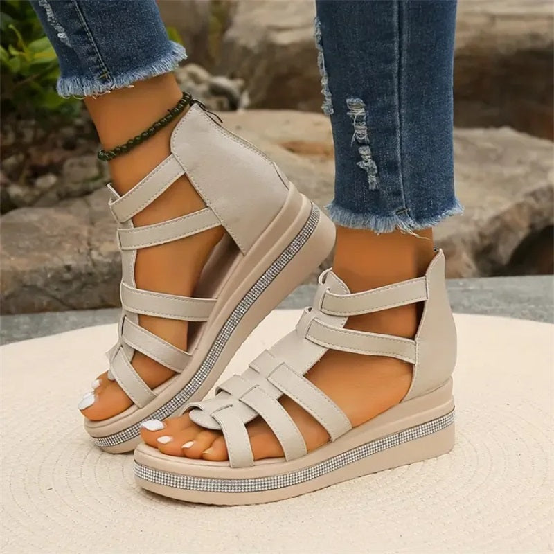 Blush & Bay™ | Rhinestone Wedge Sandals