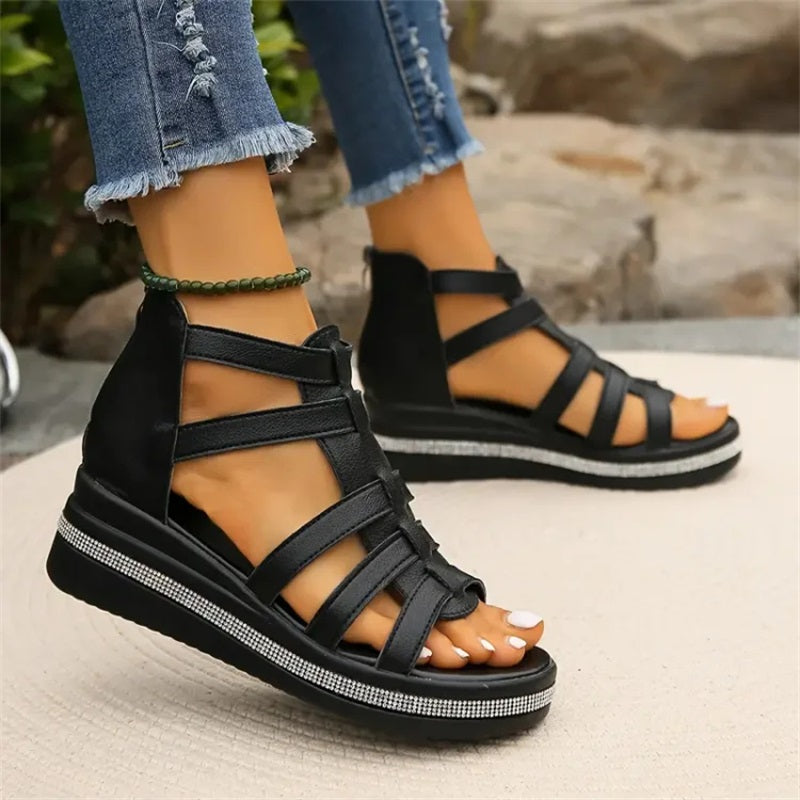 Blush & Bay™ | Rhinestone Wedge Sandals