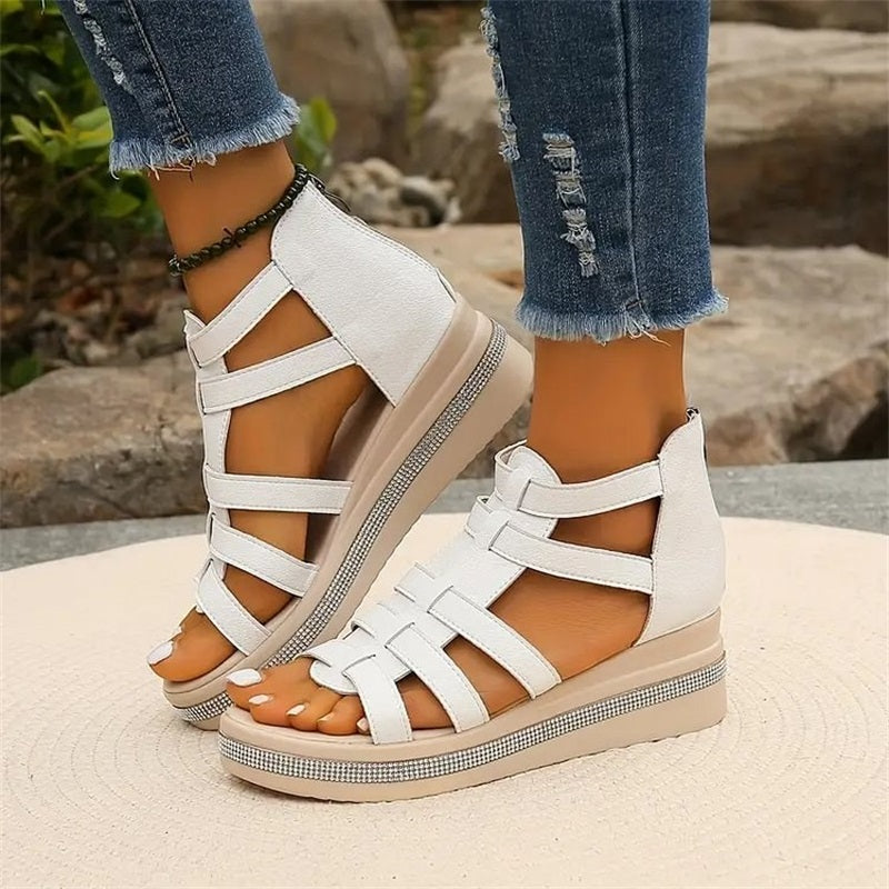 Blush & Bay™ | Rhinestone Wedge Sandals